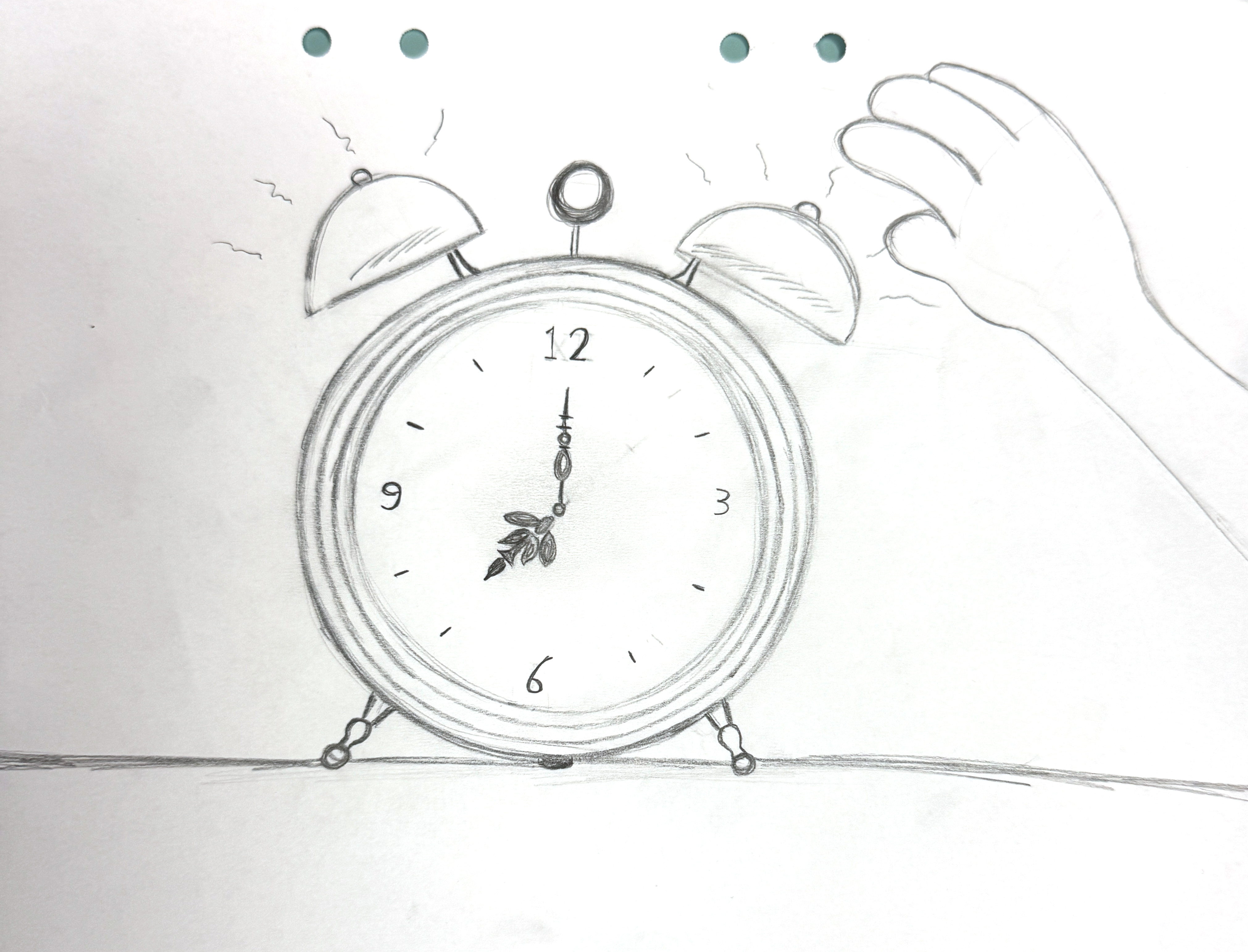 Hand-drawn sketch - alarm clock detail