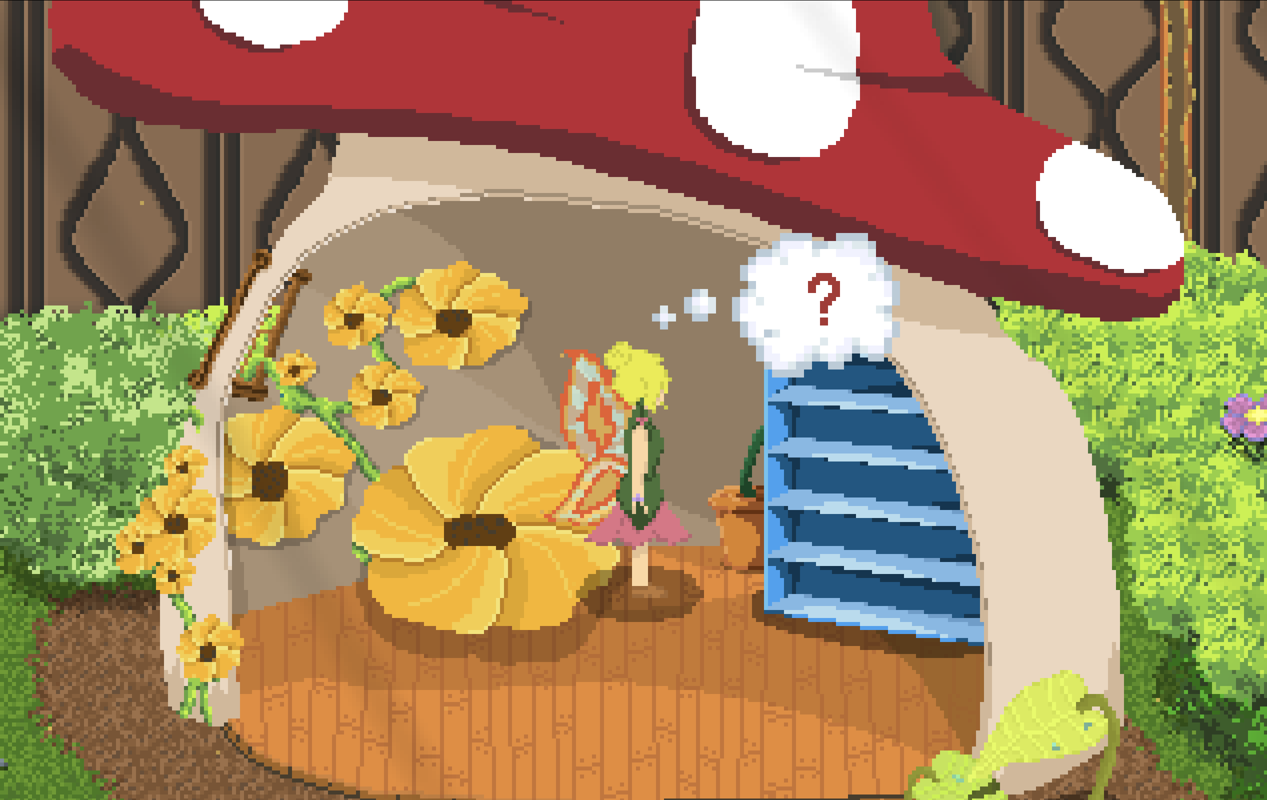 The fairy finds the hidden flower