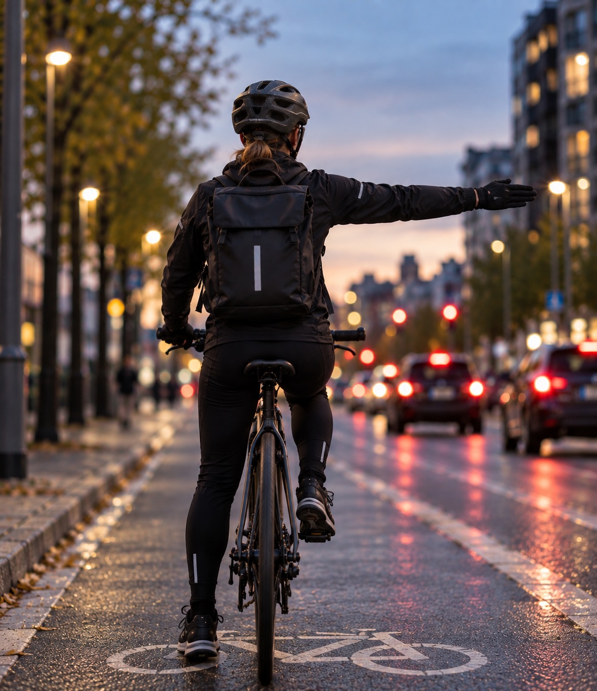 Figure 2 — cyclist signalling before turning