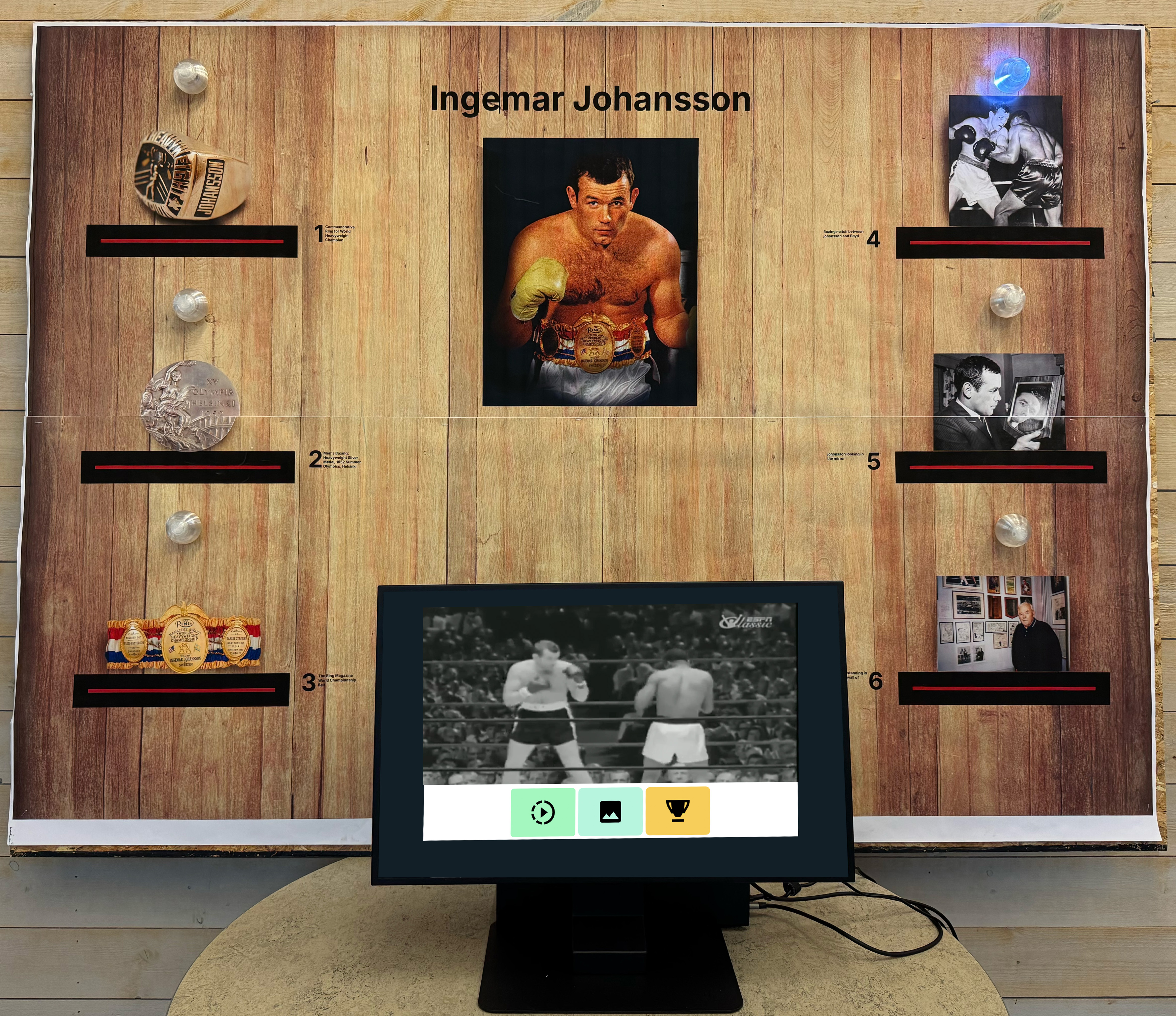 The Touch & Discover console and shelf display, in situ