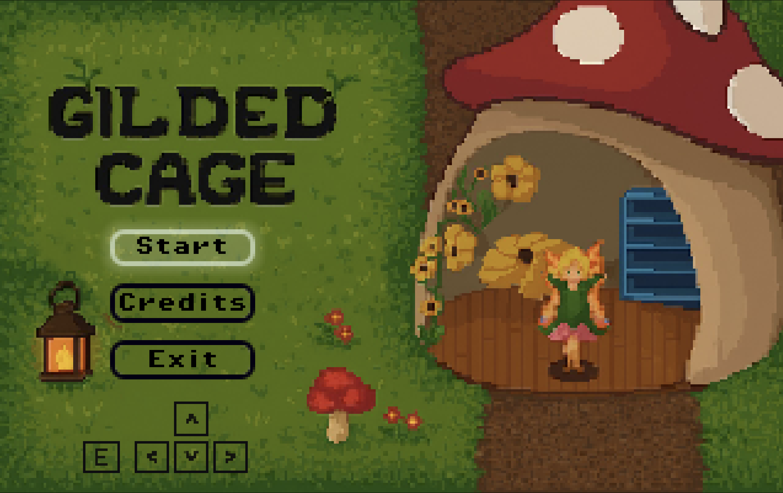Gilded Cage main menu, designed by Tarek