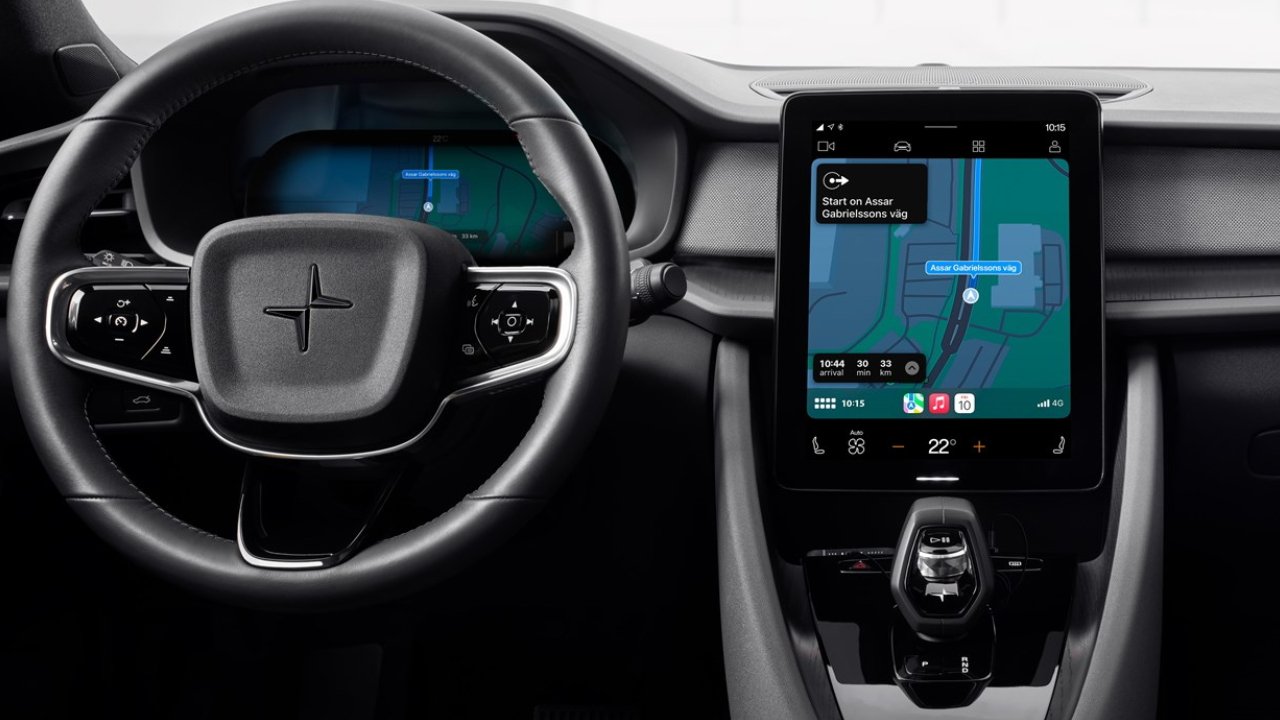 Polestar navigation — green route map
