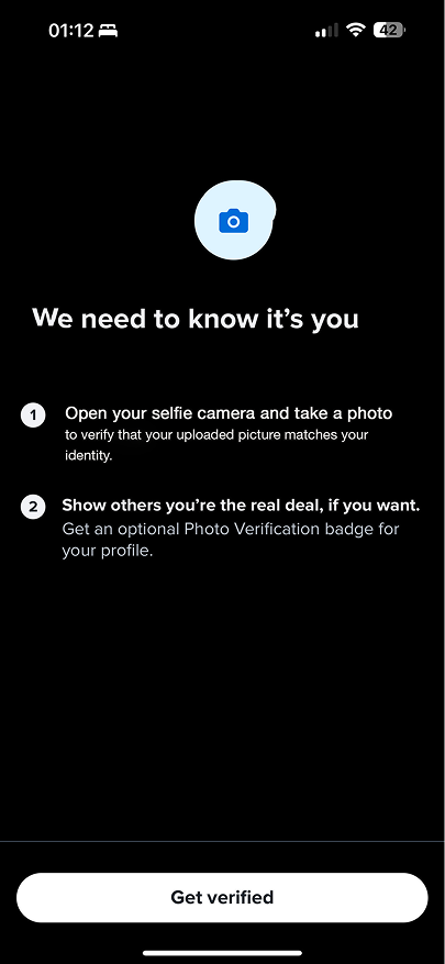 Selfie verification prompt