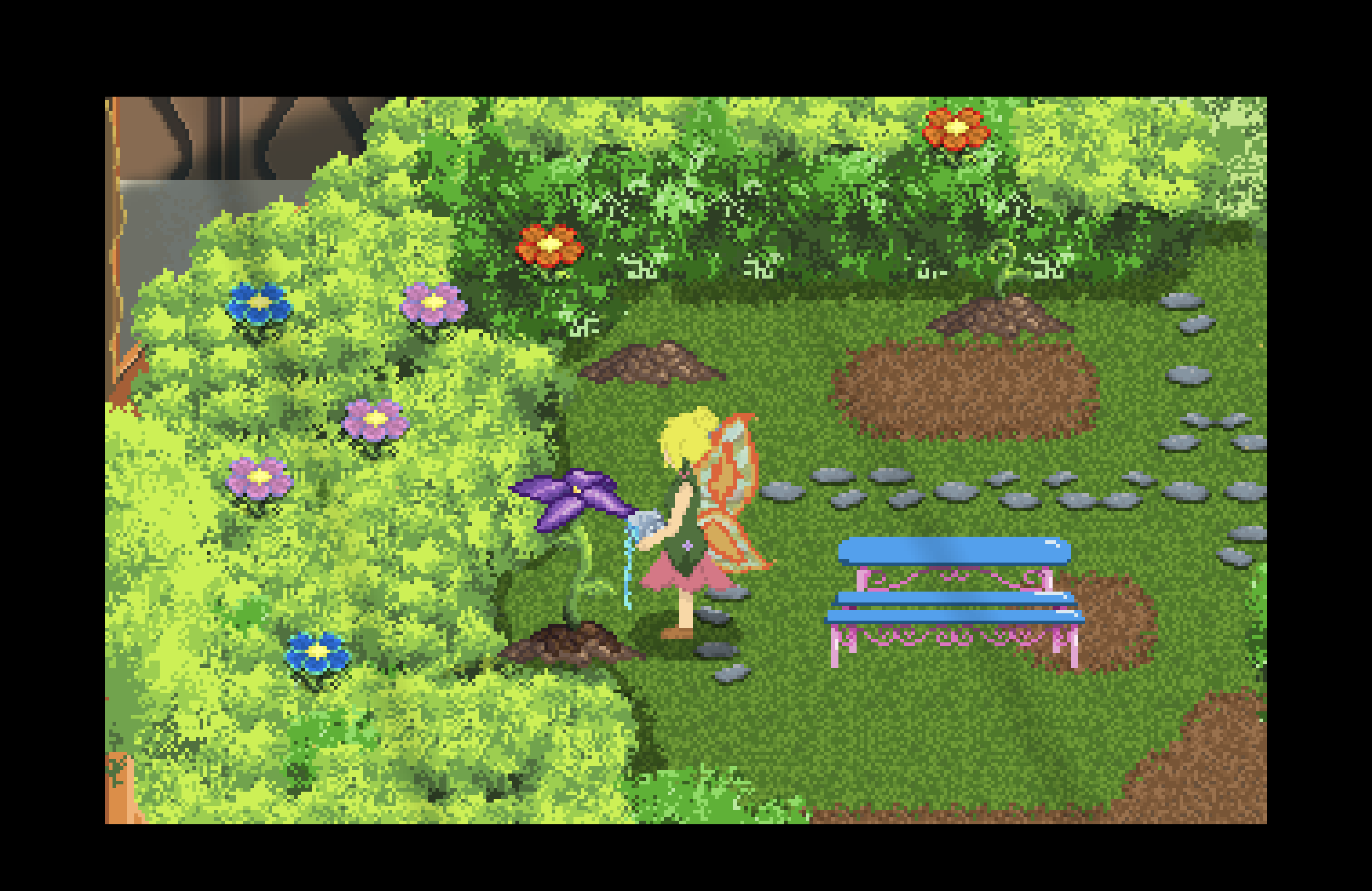 The fairy waters a flower